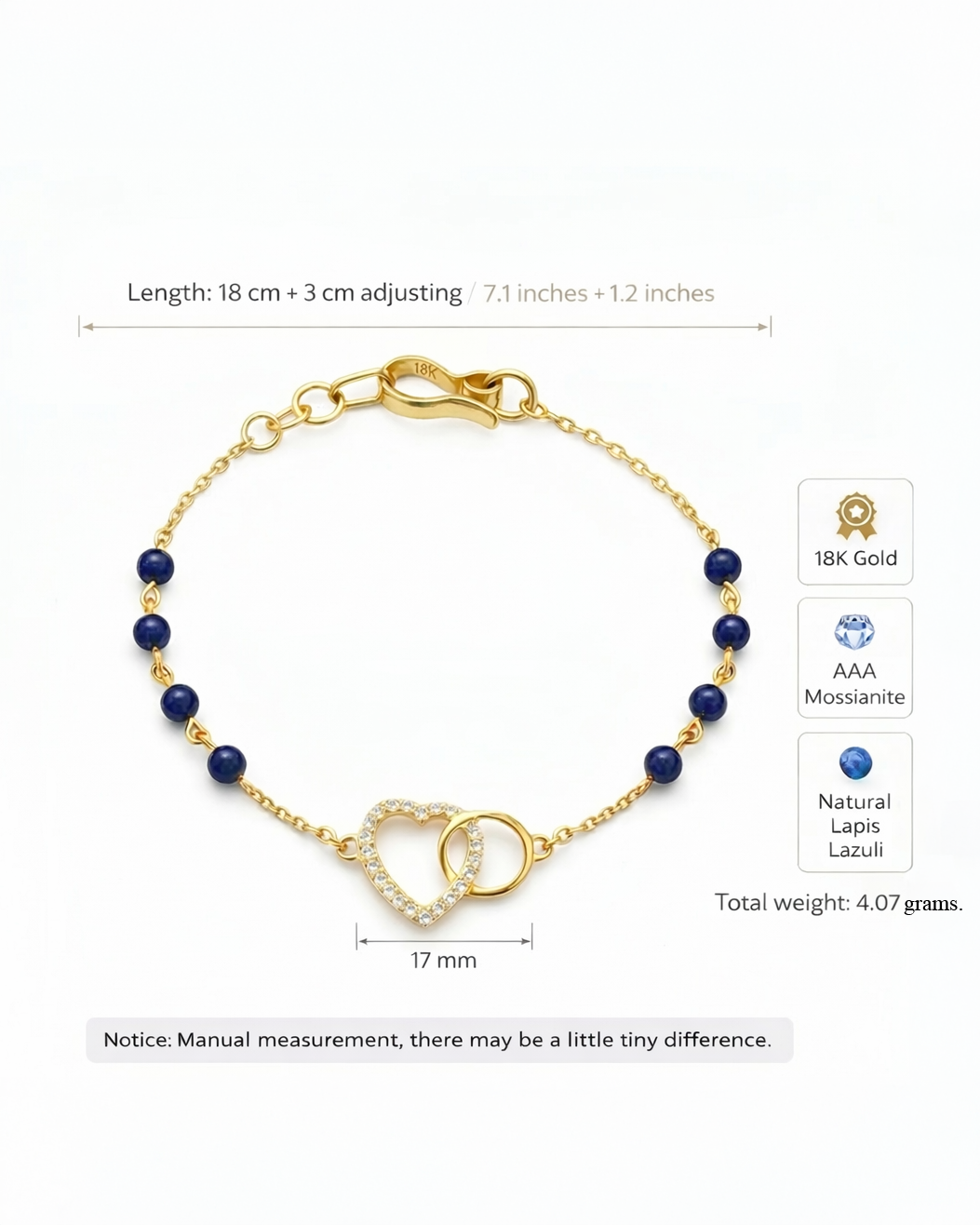 18K GOLD & NATURAL LAPIS LAZULI | AMATA BRACELET