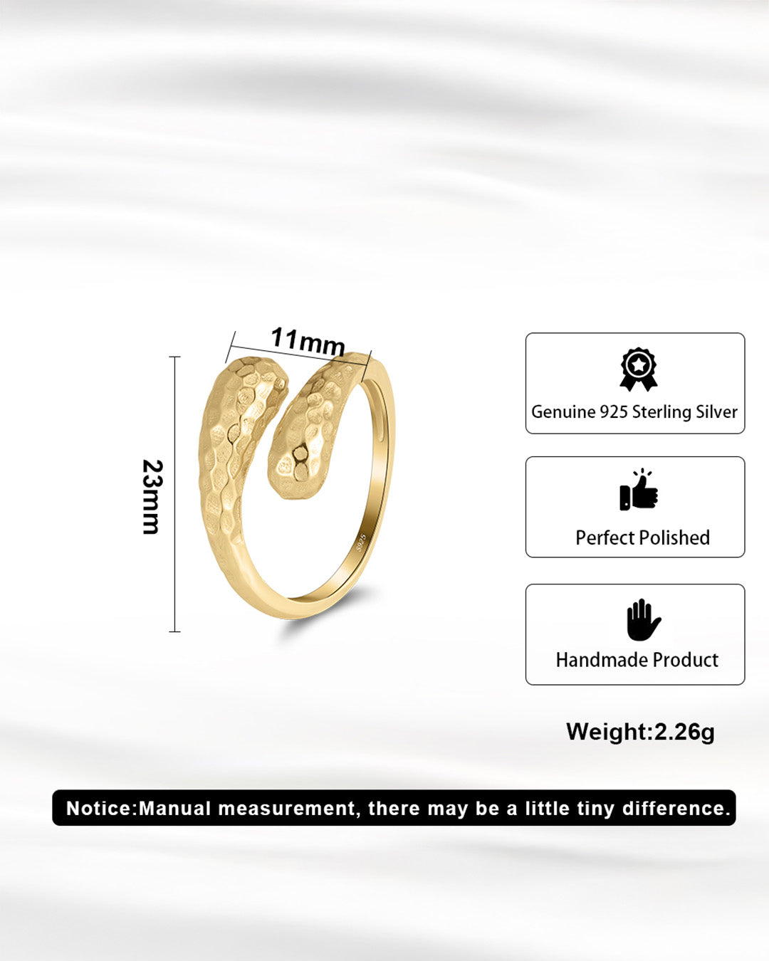 HELIRA RING - 14K GOLD PLATED 925 STERLING SILVER