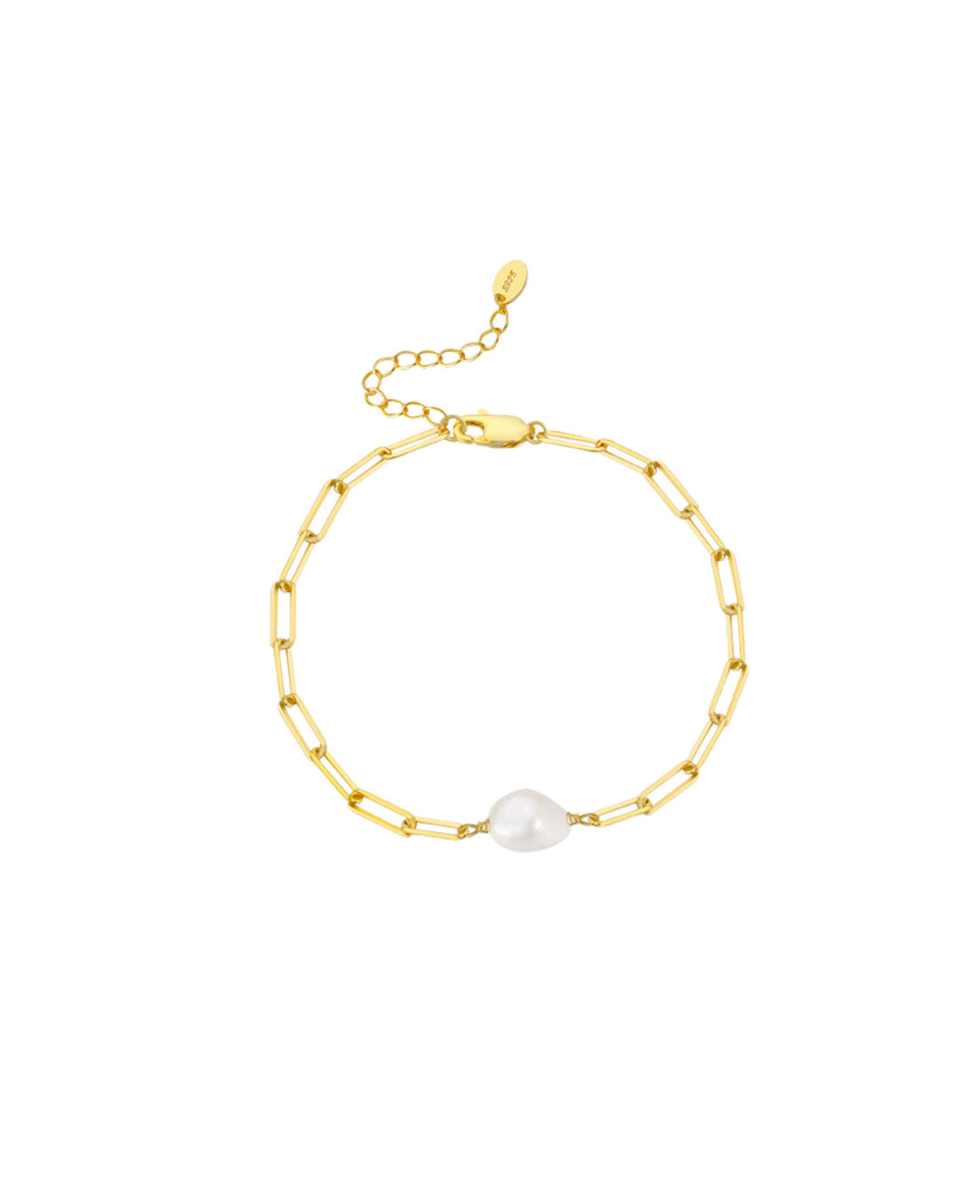14K Gold Plated 925 Sterling Silver & Natural Freshwater Pearl BRACELET | ORIN