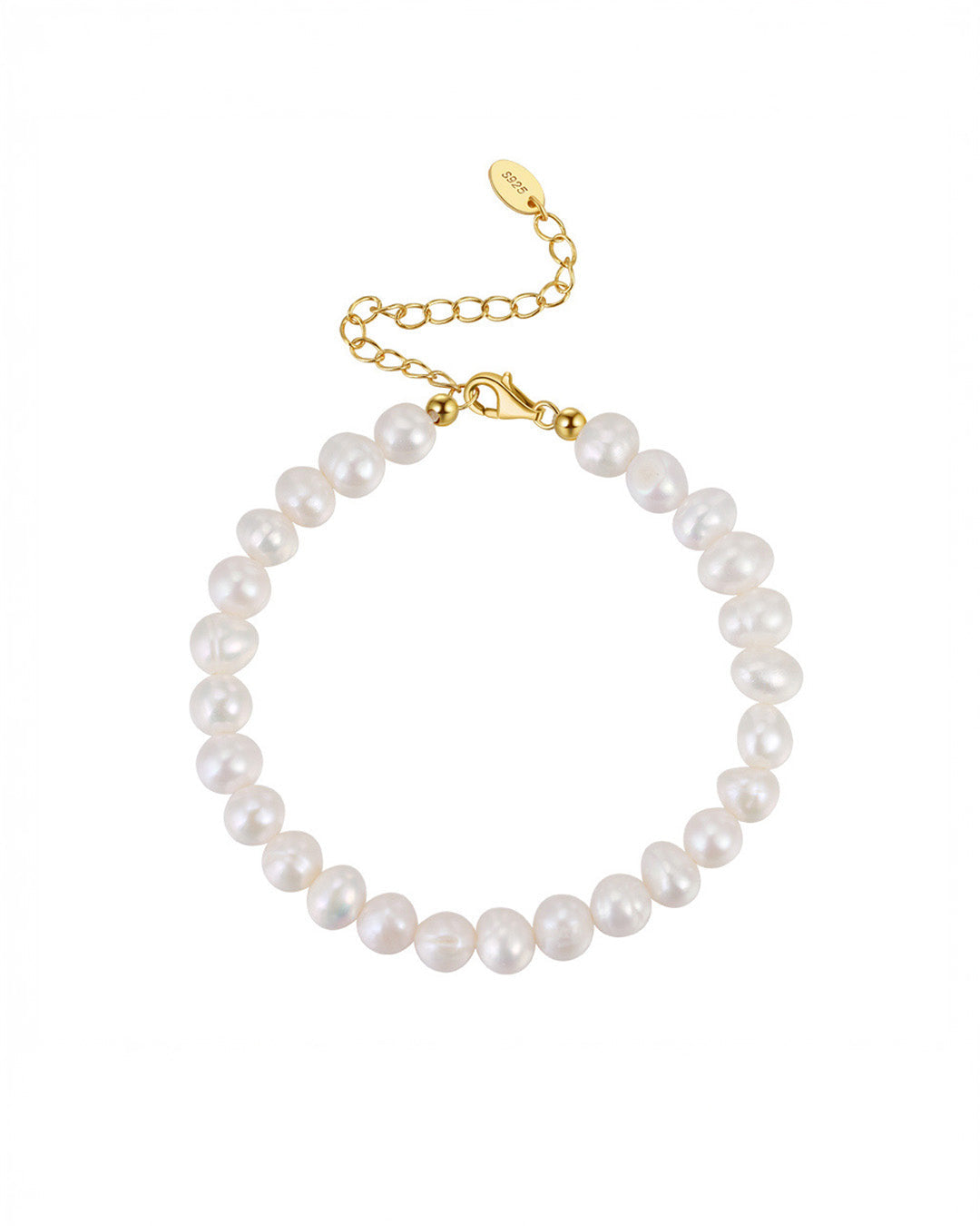 14K Gold Plated 925 Sterling Silver & Natural Cultured Pearls BRACELET | ALAYA