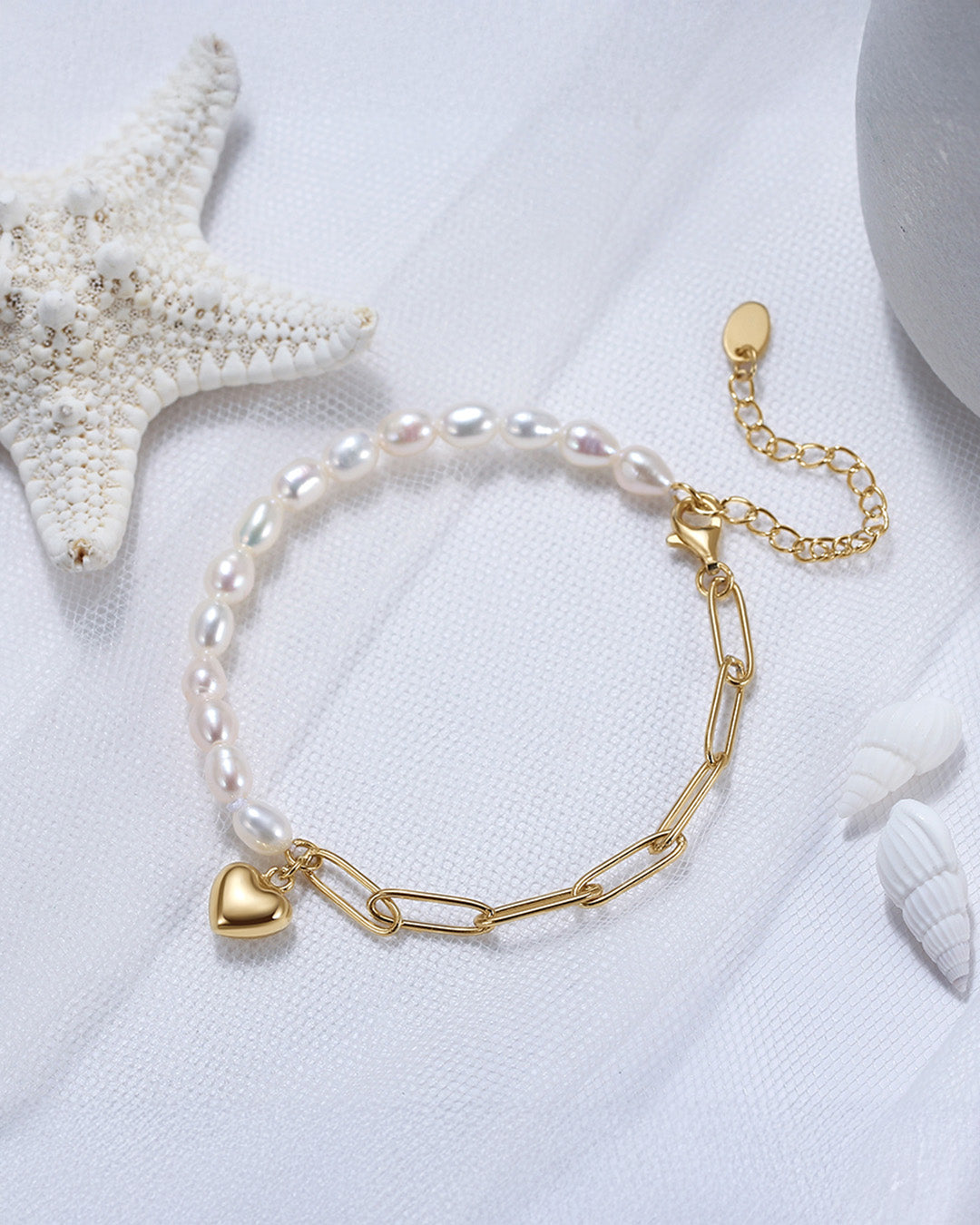 14K Gold Plated 925 Sterling Silver & Natural Freshwater Pearl BRACELET | AMORA