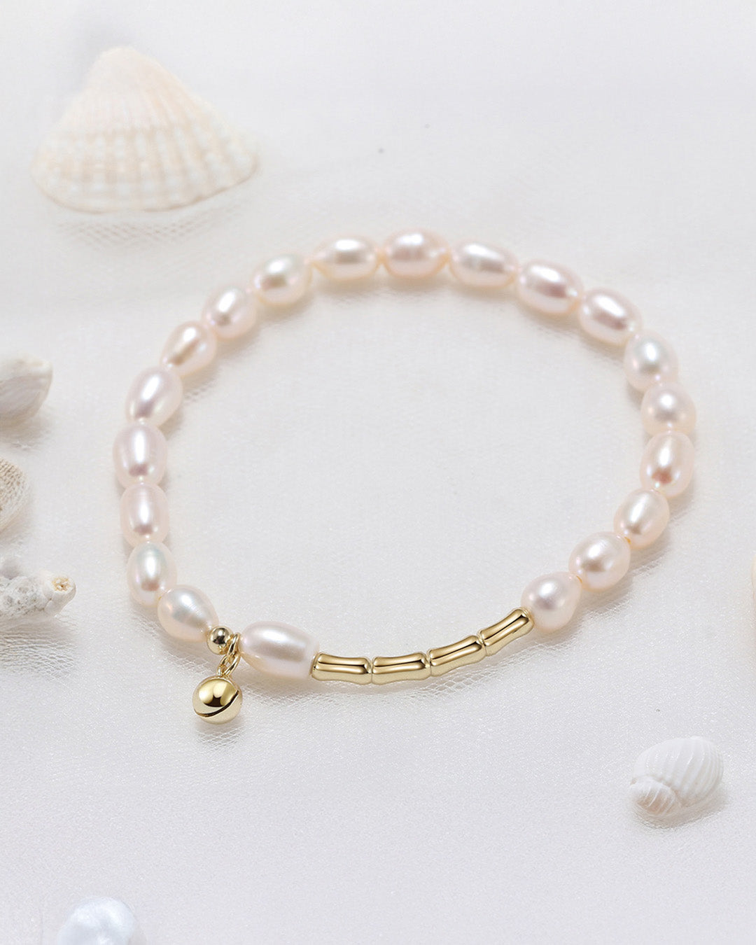 14K Gold Plated 925 Sterling Silver & Natural Freshwater Pearl BRACELET | BELLA