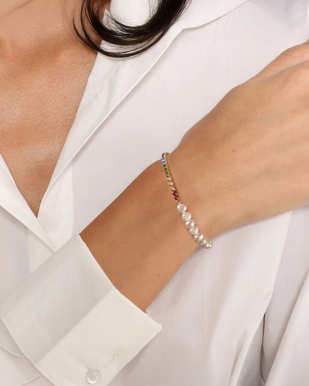 VIVRA BRACELET | 14K Gold Plated, Pearl & Multi-Color CZ