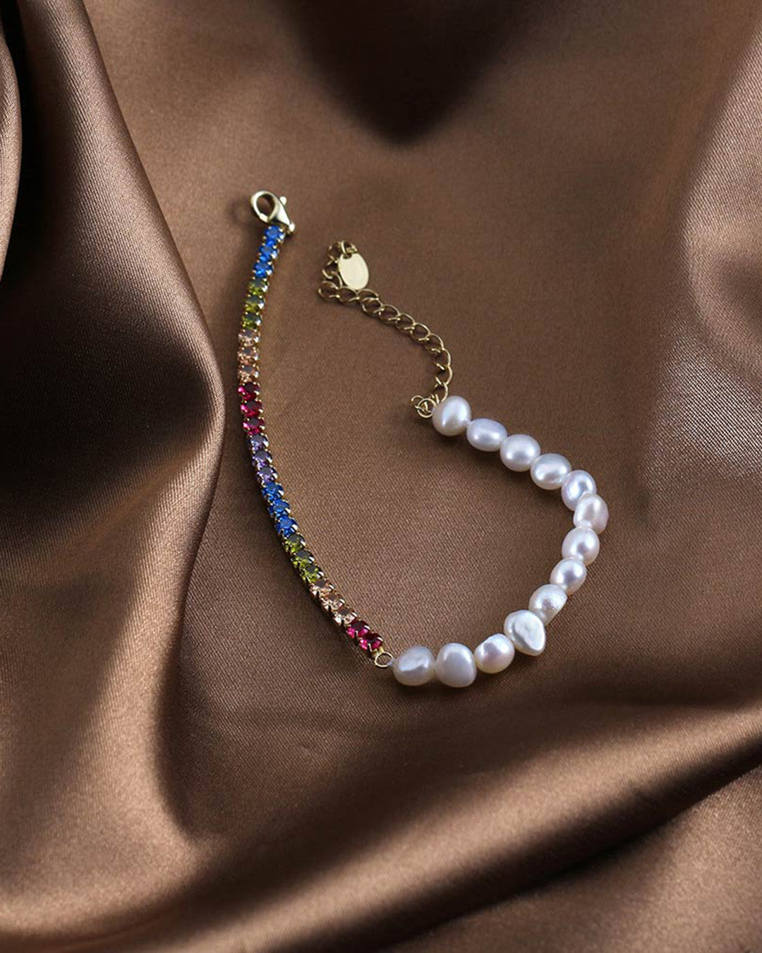 VIVRA BRACELET | 14K Gold Plated, Pearl & Multi-Color CZ