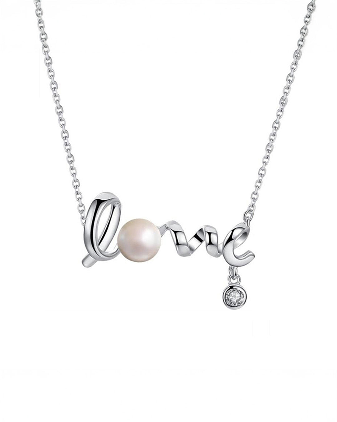 SWYRA NECKLACE - RHODIUM PLATED 925 STERLING SILVER & FRESHWATER PEARL