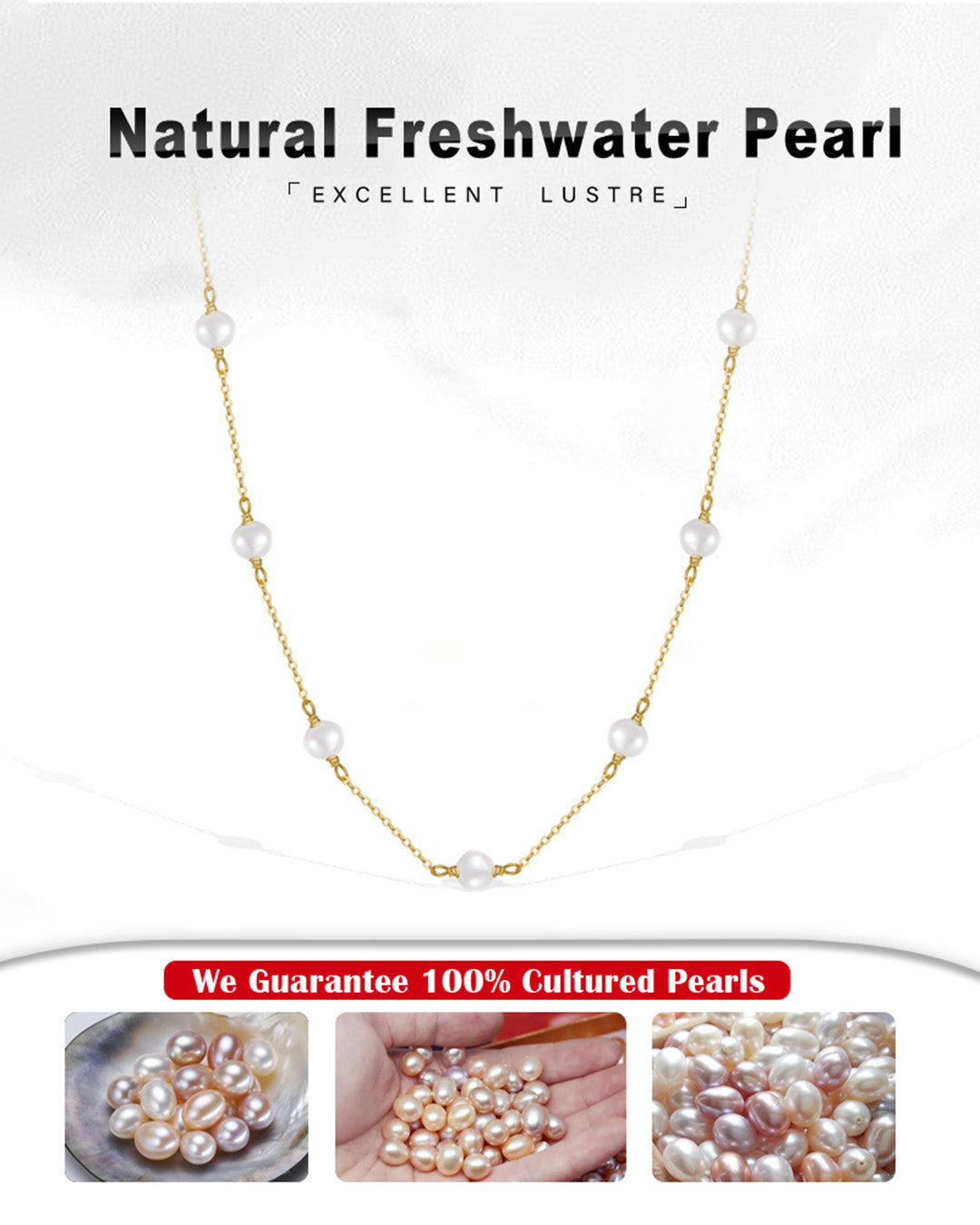 14K Gold Plated 925 Sterling Silver & NATURAL FRESHWATER PEARL NECKLACE | MIRELLE