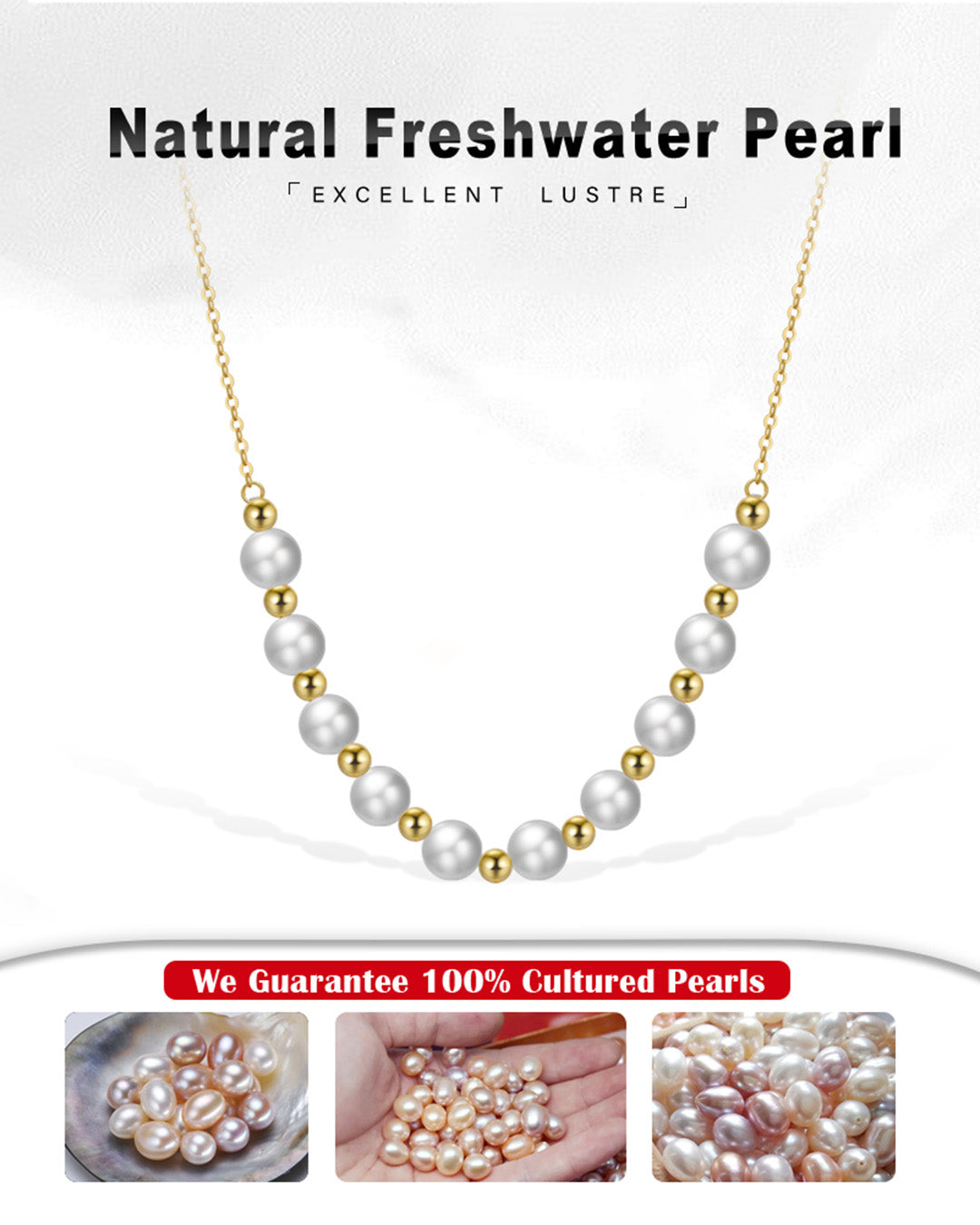 CALIORA NECKLACE - 14K GOLD PLATED & NATURAL FRESHWATER PEARL