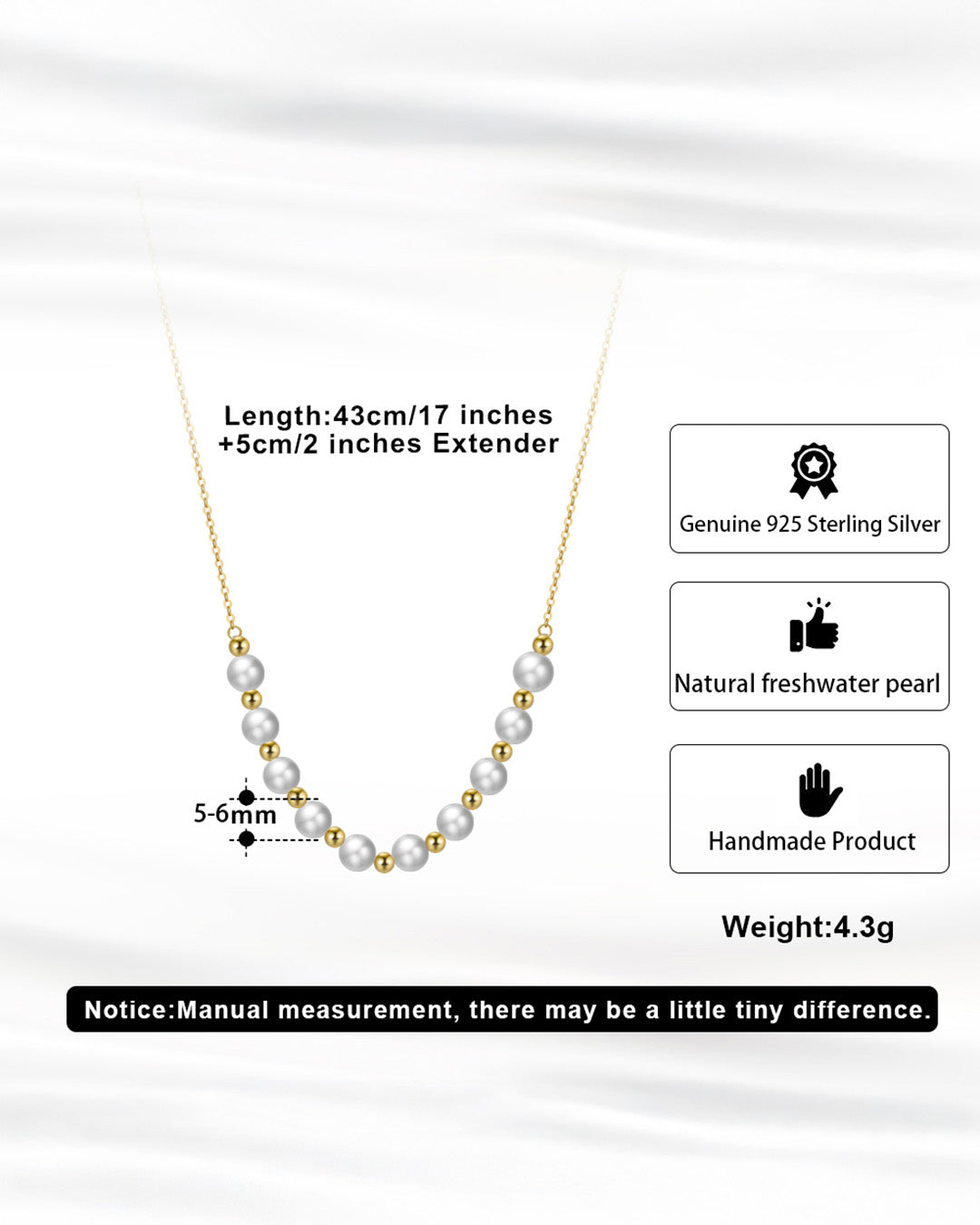 CALIORA NECKLACE - 14K GOLD PLATED & NATURAL FRESHWATER PEARL