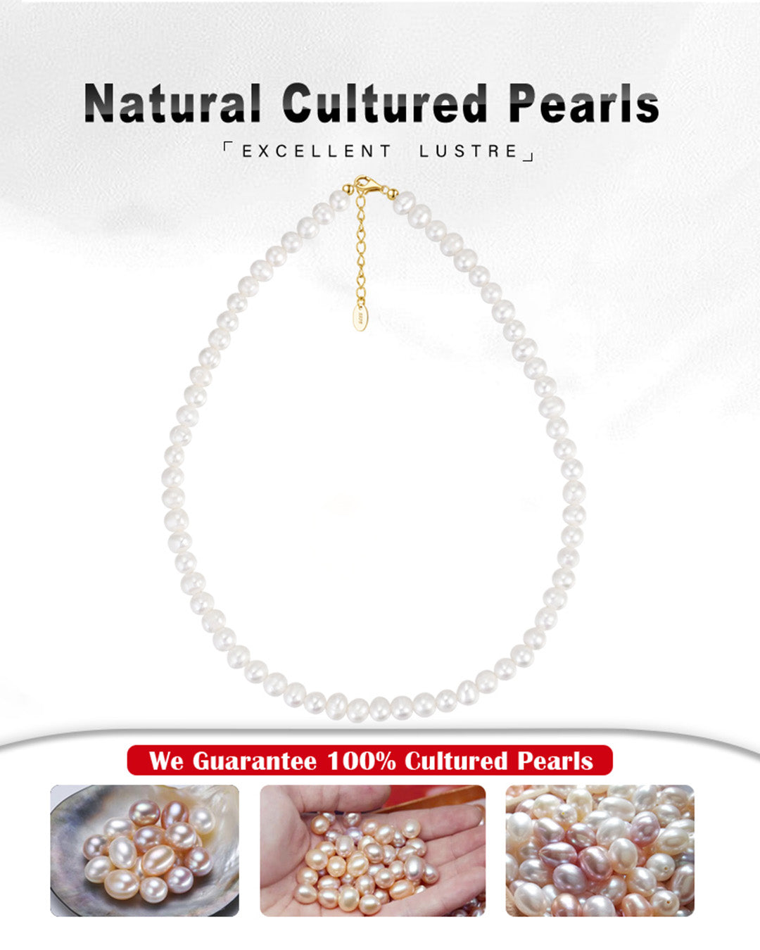 14K Gold Plated 925 Sterling Silver & NATURAL FRESHWATER PEARL NECKLACE | OLYANE