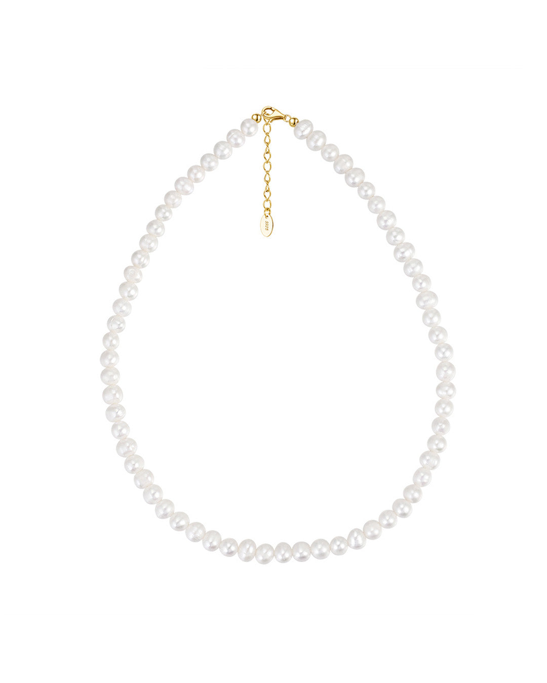 14K Gold Plated 925 Sterling Silver & NATURAL FRESHWATER PEARL NECKLACE | OLYANE