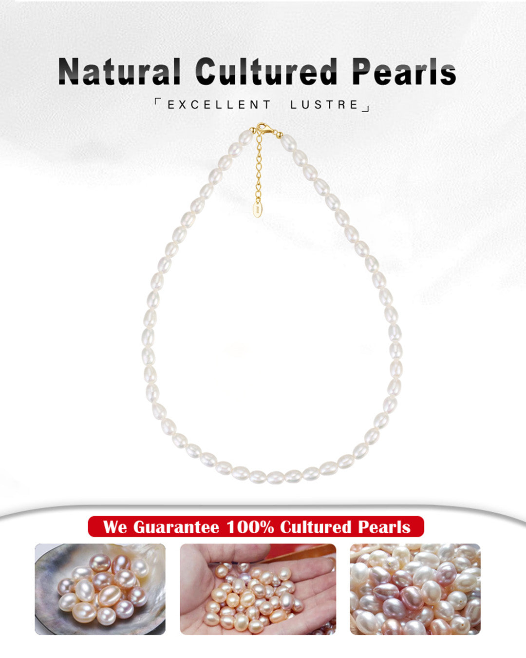 14K Gold Plated 925 Sterling Silver & GENUINE CULTURED PEARL NECKLACE | ELINOA