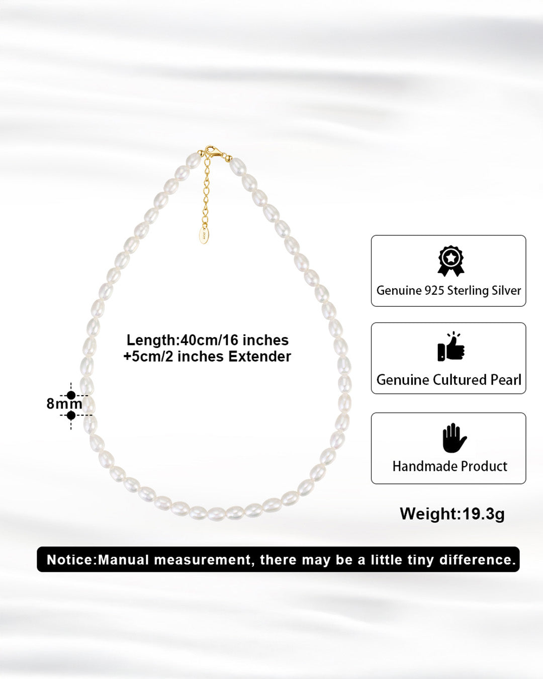 14K Gold Plated 925 Sterling Silver & GENUINE CULTURED PEARL NECKLACE | ELINOA