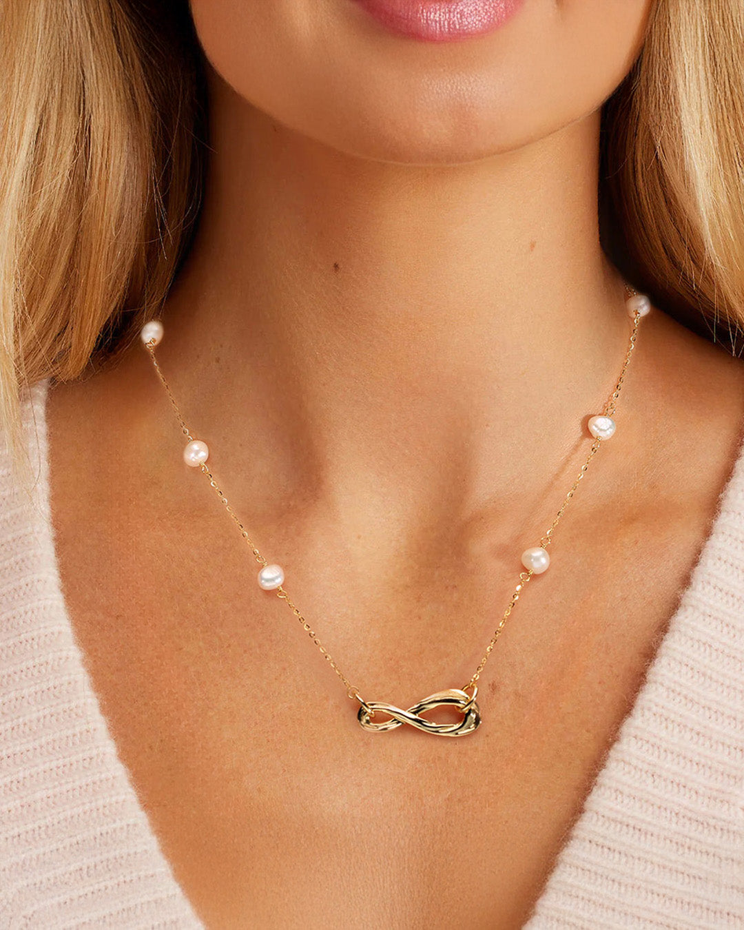 14K Gold Plated 925 Sterling Silver & NATURAL FRESHWATER PEARL NECKLACE | MERIS