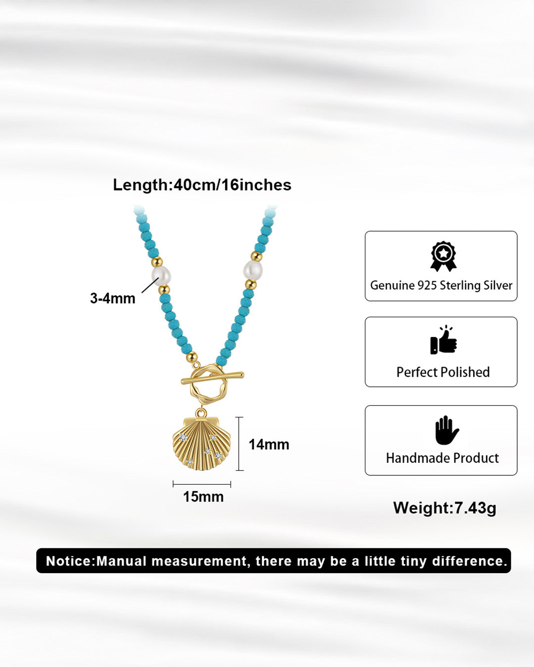 RAVINE NECKLACE - 14K GOLD PLATED, NATURAL FRESHWATER PEARL & TURQUOISE