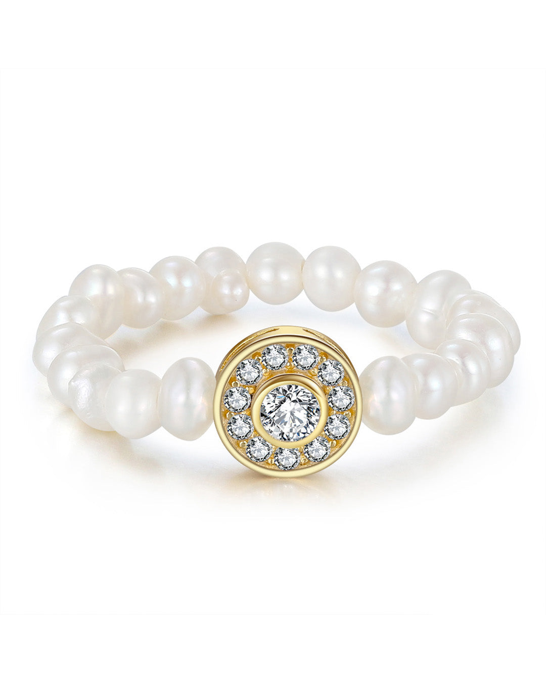 OPHIRA RING - 14K GOLD PLATED 925 STERLING SILVER, PEARL & CUBIC ZIRCONIA