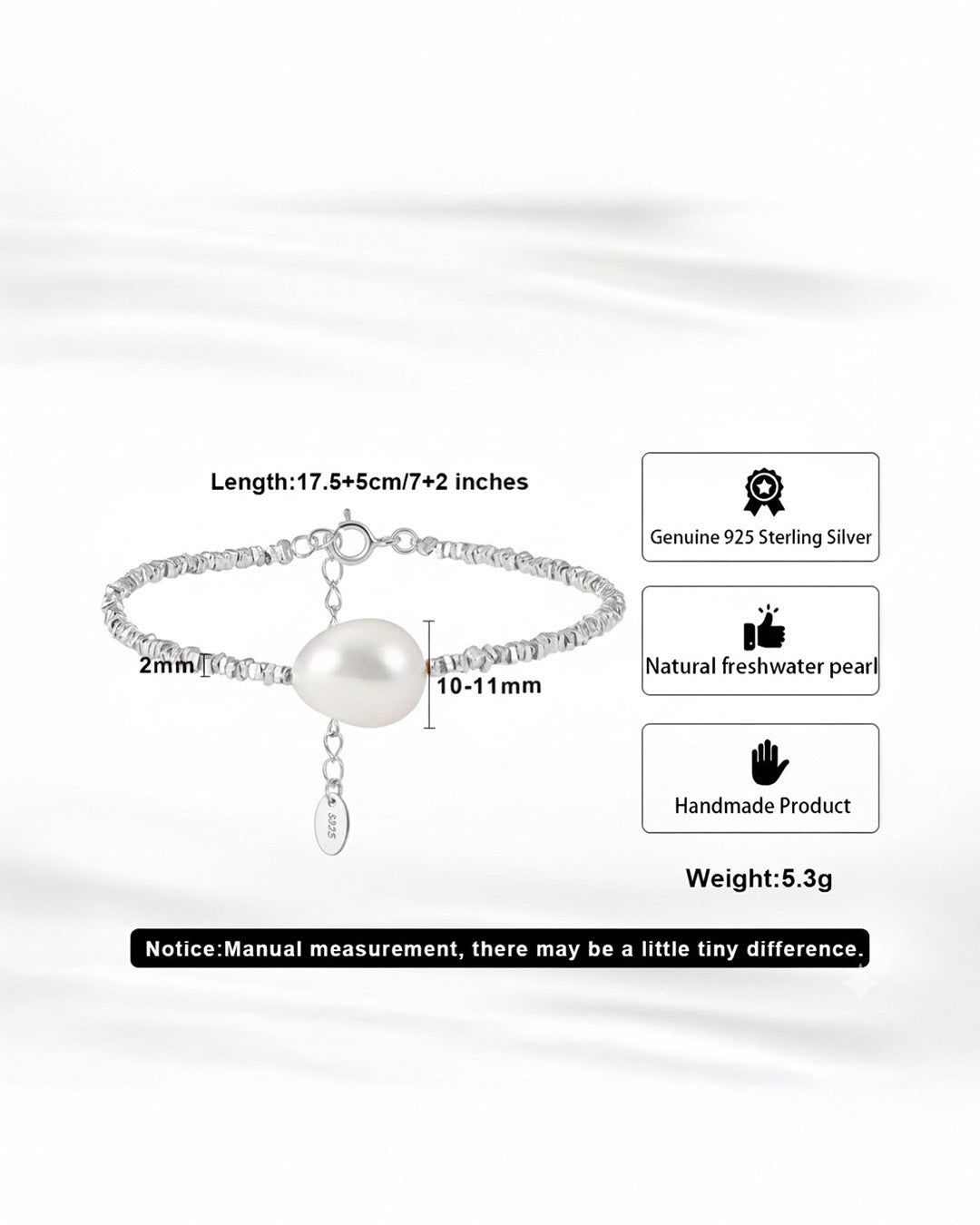 925 Sterling Silver & Natural Freshwater Pearl BRACELET | SILVA