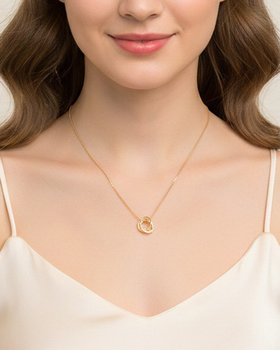 CYLORA NECKLACE - 3 LAYERS 14K GOLD PLATED 925 STERLING SILVER & AAAA ZIRCON