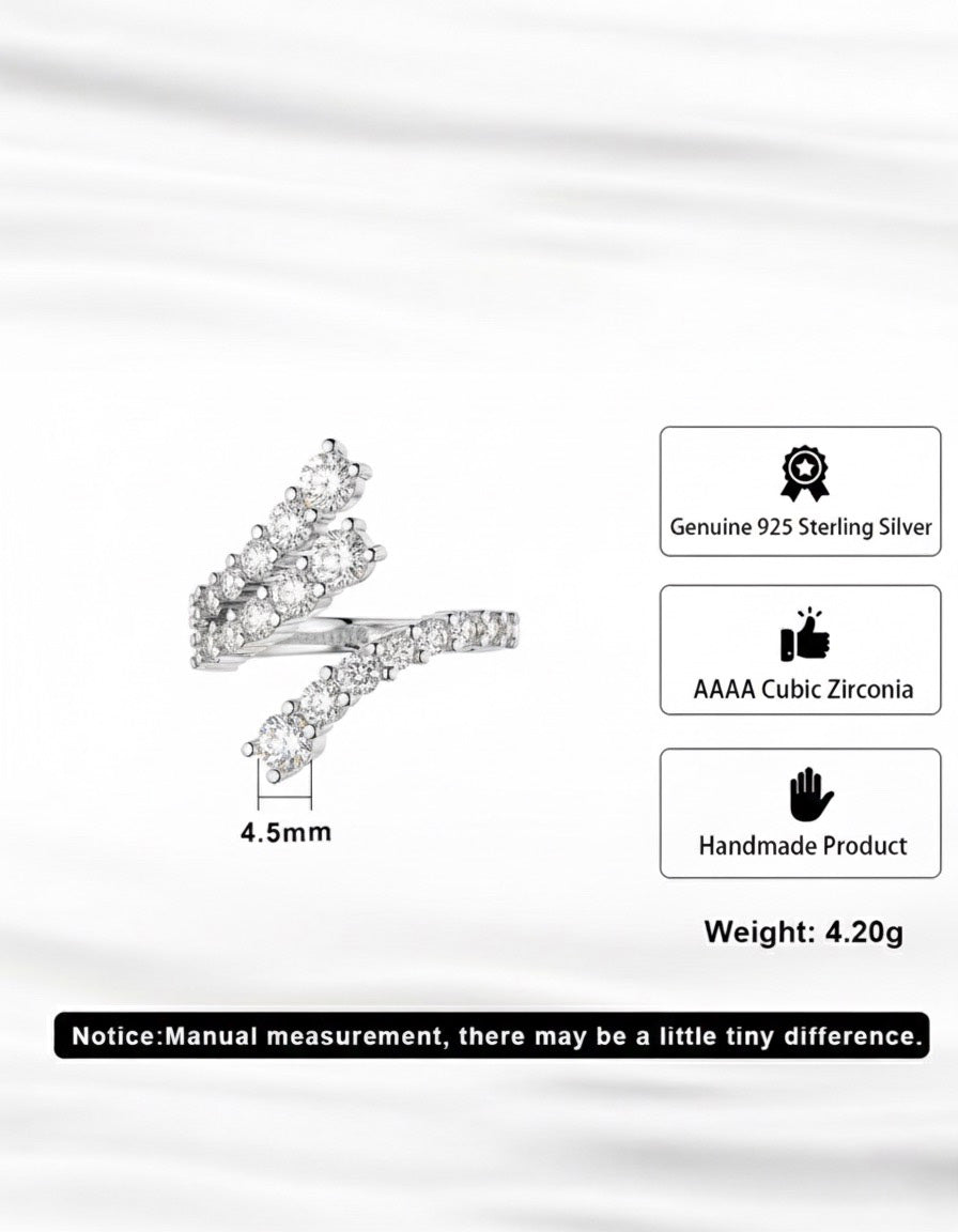 LUNET RING - RHODIUM PLATED 925 STERLING SILVER & AAAA CUBIC ZIRCONIA