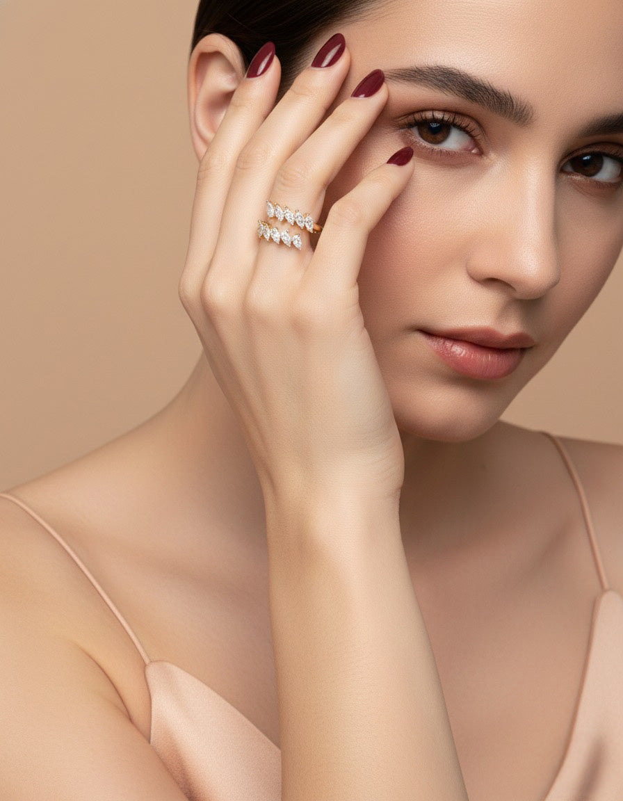 MARCELE RING - 14K GOLD PLATED 925 STERLING SILVER & AAAA CUBIC ZIRCONIA