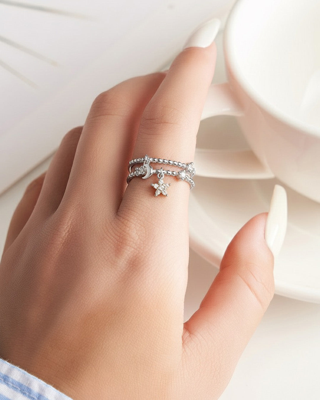 ASTRÉA RING - RHODIUM PLATED 925 STERLING SILVER & 5A CUBIC ZIRCONIA