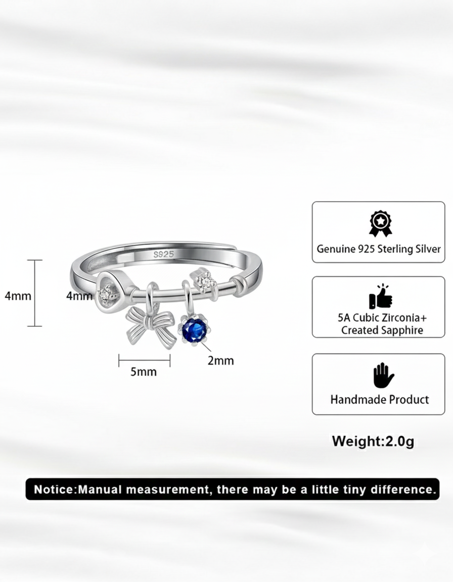 JOUXETTE RING - RHODIUM PLATED 925 STERLING SILVER, 5A CUBIC ZIRCONIA & CREATED SAPPHIRE