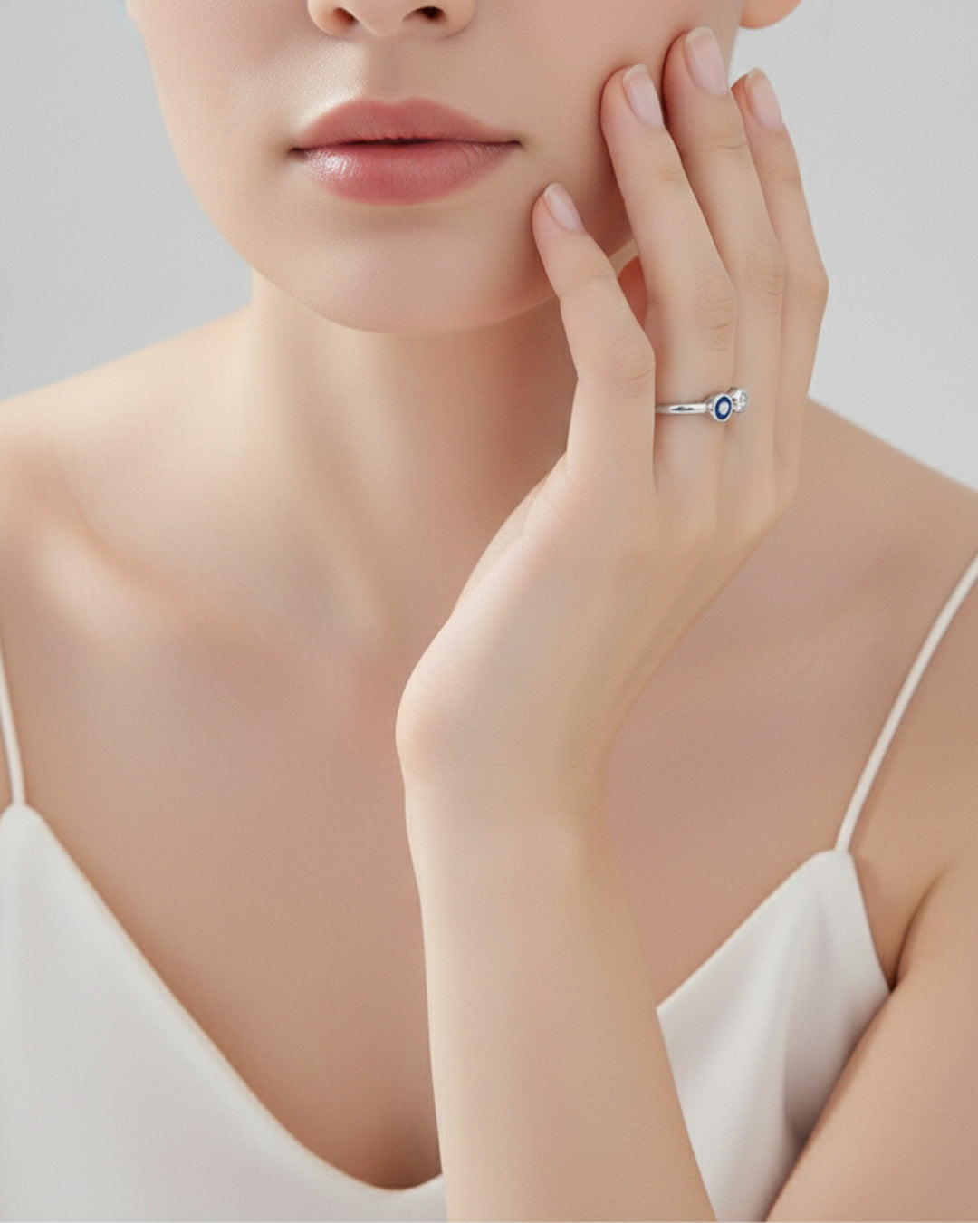 NÉA RING - RHODIUM PLATED 925 STERLING SILVER, 5A CUBIC ZIRCONIA & ENAMEL