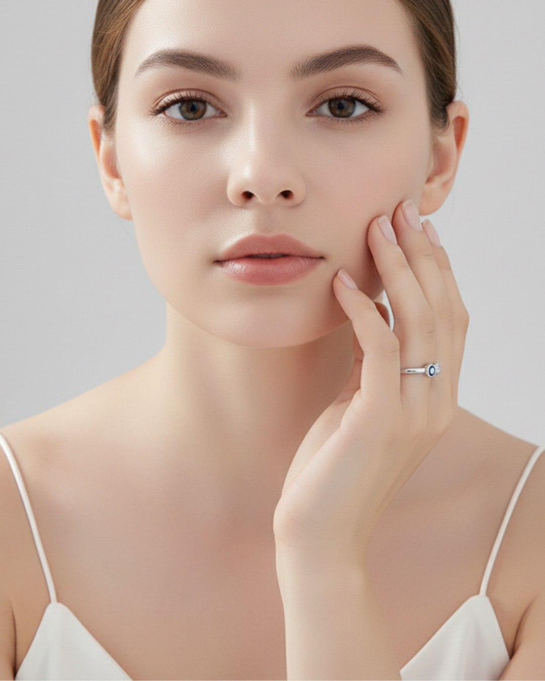 NÉA RING - RHODIUM PLATED 925 STERLING SILVER, 5A CUBIC ZIRCONIA & ENAMEL