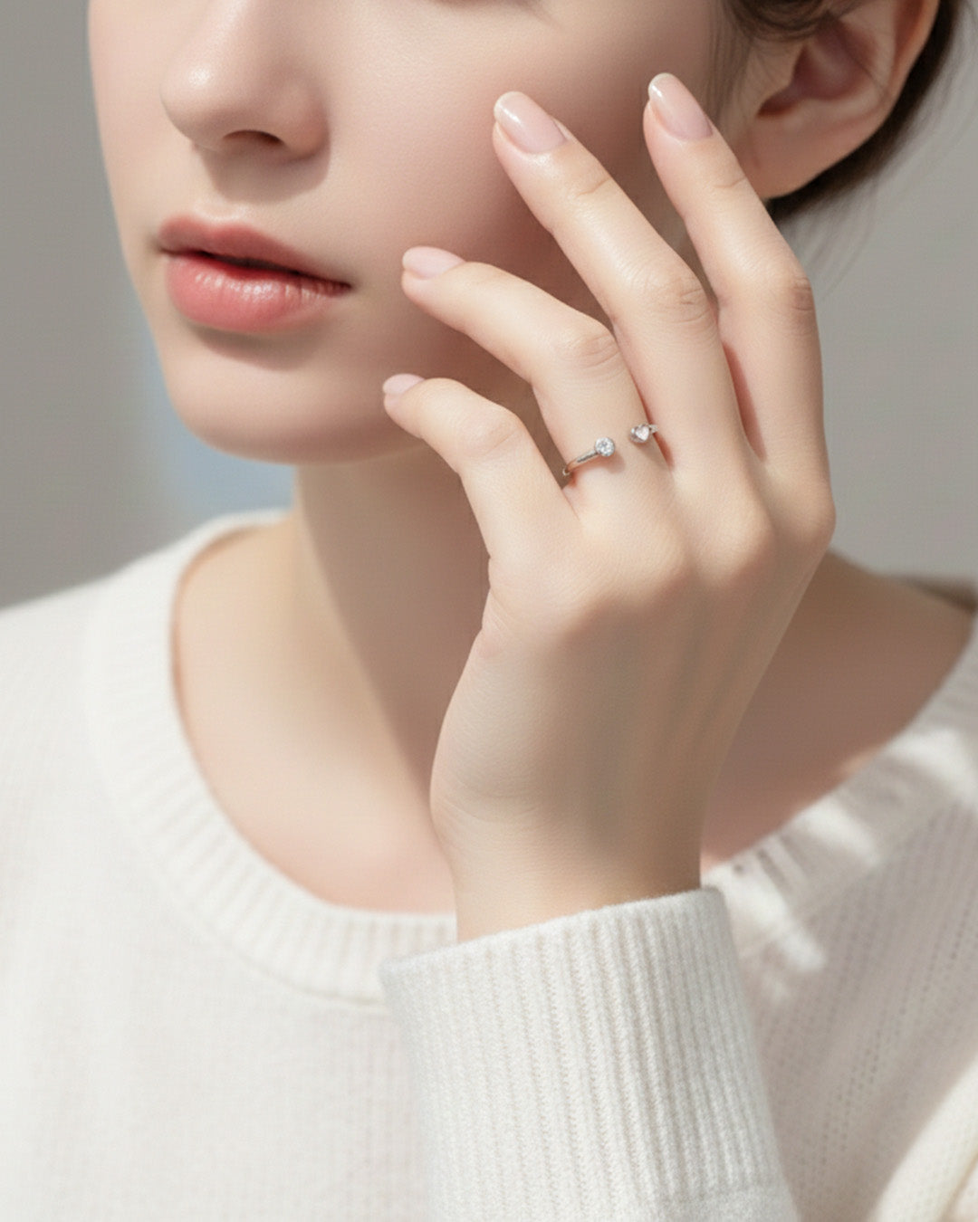 OLYA RING - RHODIUM PLATED 925 STERLING SILVER & 5A CUBIC ZIRCONIA