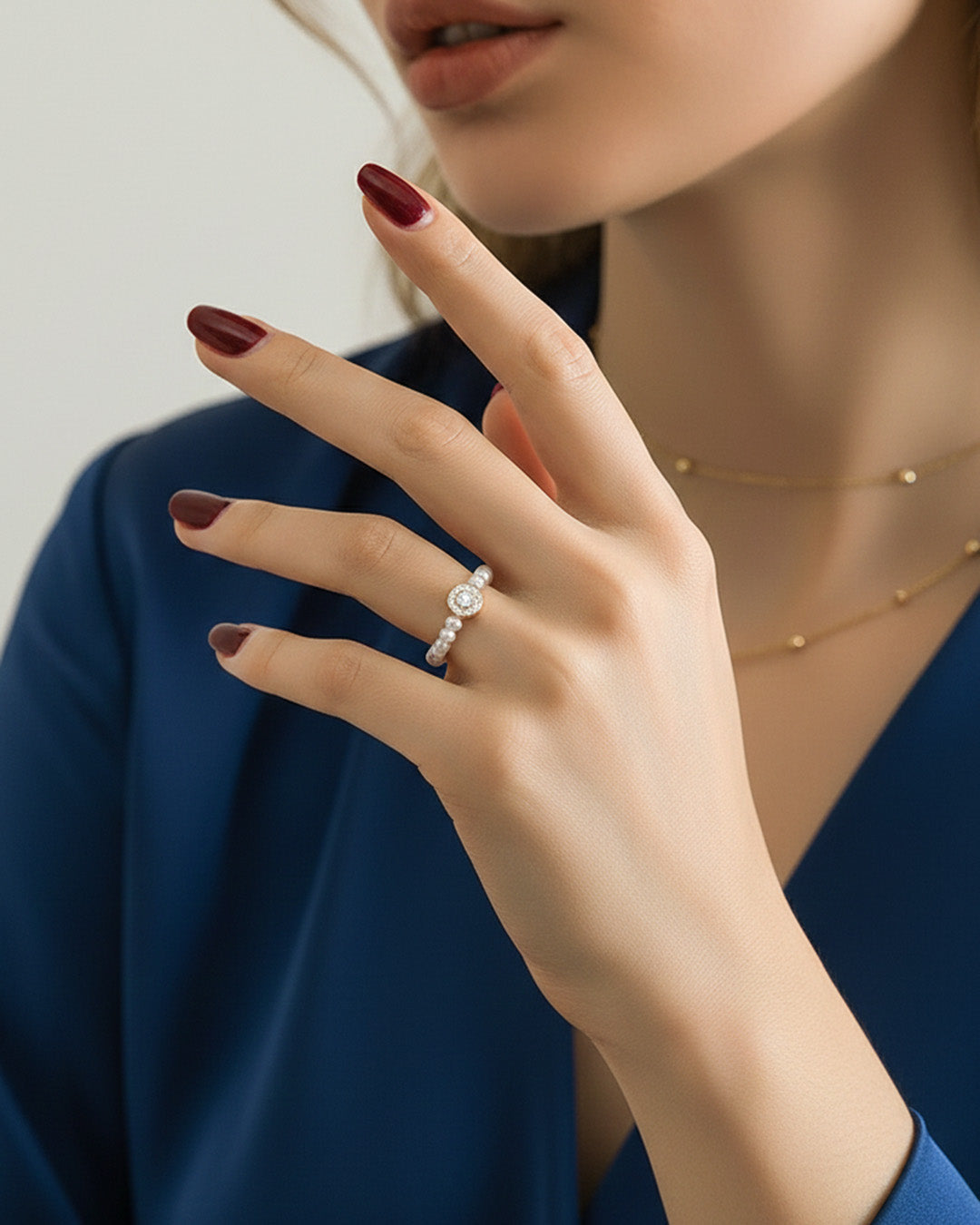 OPHIRA RING - 14K GOLD PLATED 925 STERLING SILVER, PEARL & CUBIC ZIRCONIA