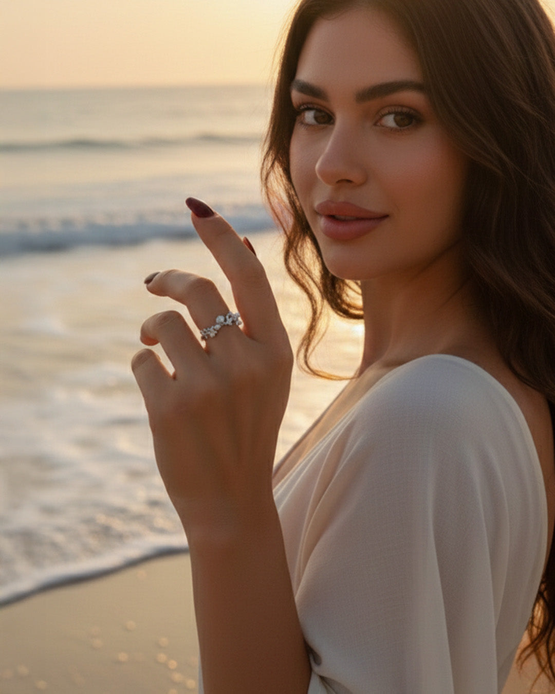 OLYSS RING - RHODIUM PLATED 925 STERLING SILVER & NATURAL FRESHWATER PEARL