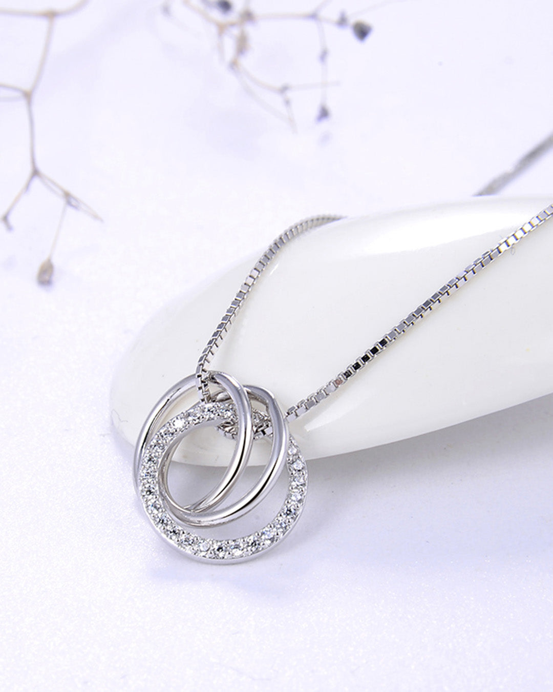 CYLORA NECKLACE - RHODIUM PLATED 925 STERLING SILVER & AAAA ZIRCON