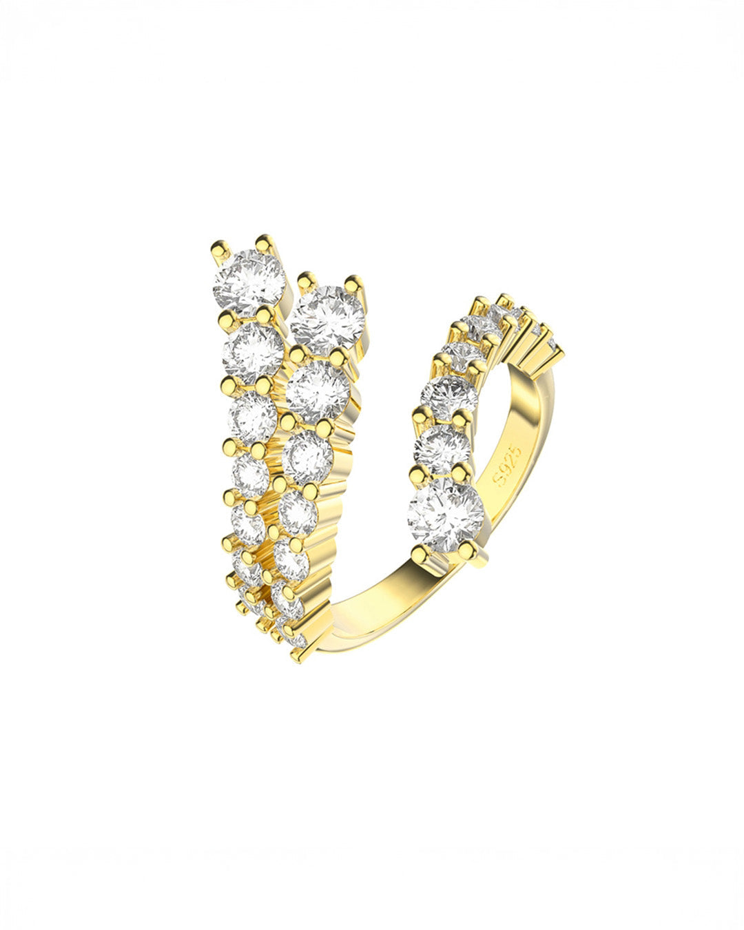 LUNET RING - 14K GOLD PLATED 925 STERLING SILVER & AAAA CUBIC ZIRCONIA