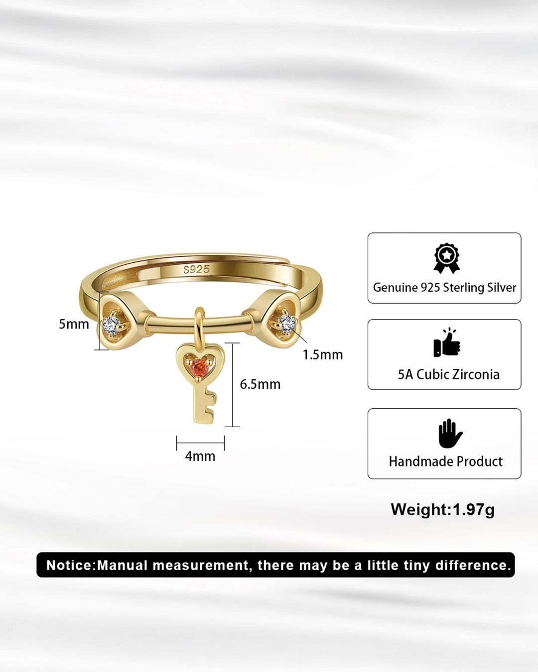 CLÉOR RING - 14K GOLD PLATED 925 STERLING SILVER & 5A CUBIC ZIRCONIA