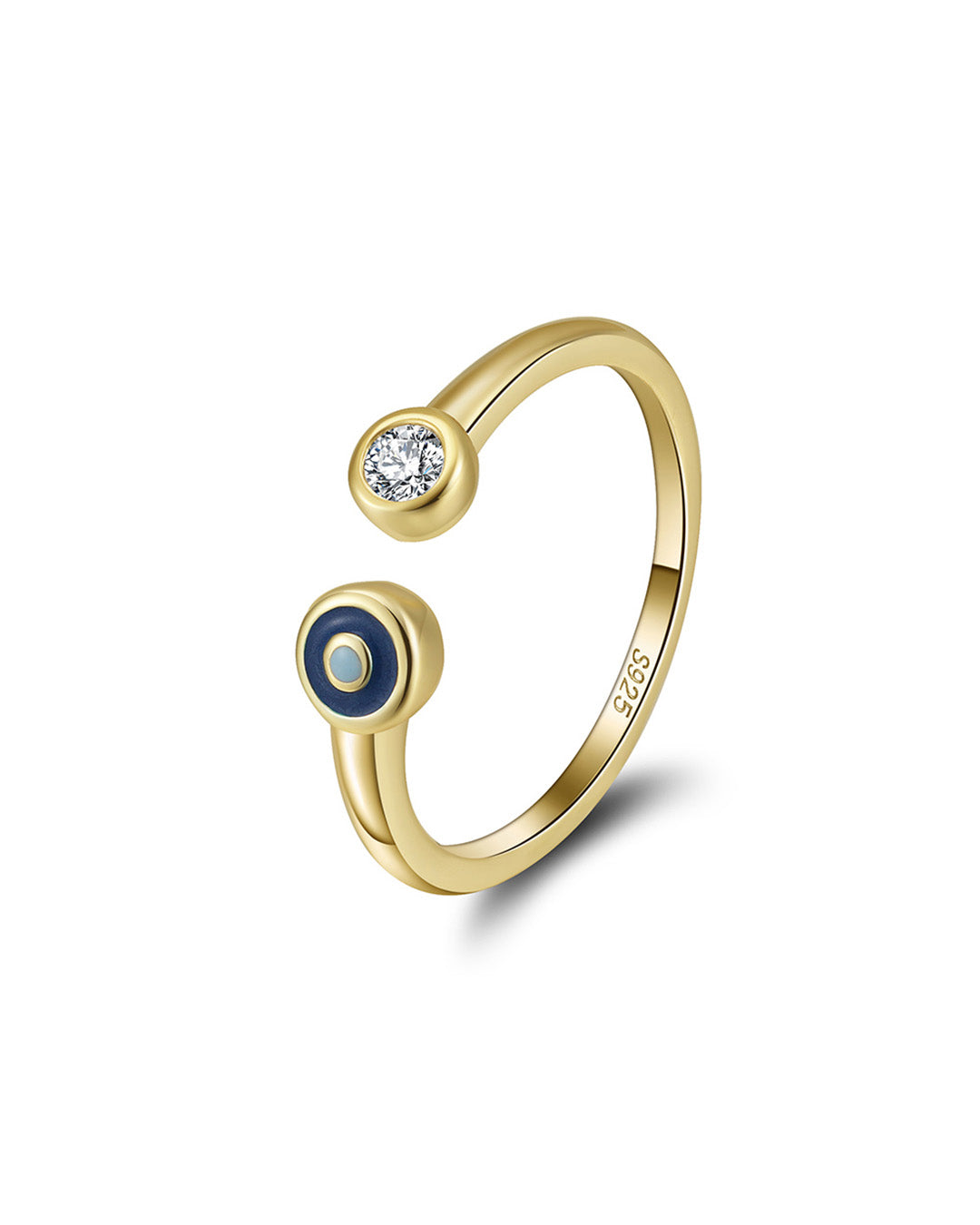 NÉA RING - 14K GOLD PLATED 925 STERLING SILVER, 5A CUBIC ZIRCONIA & ENAMEL