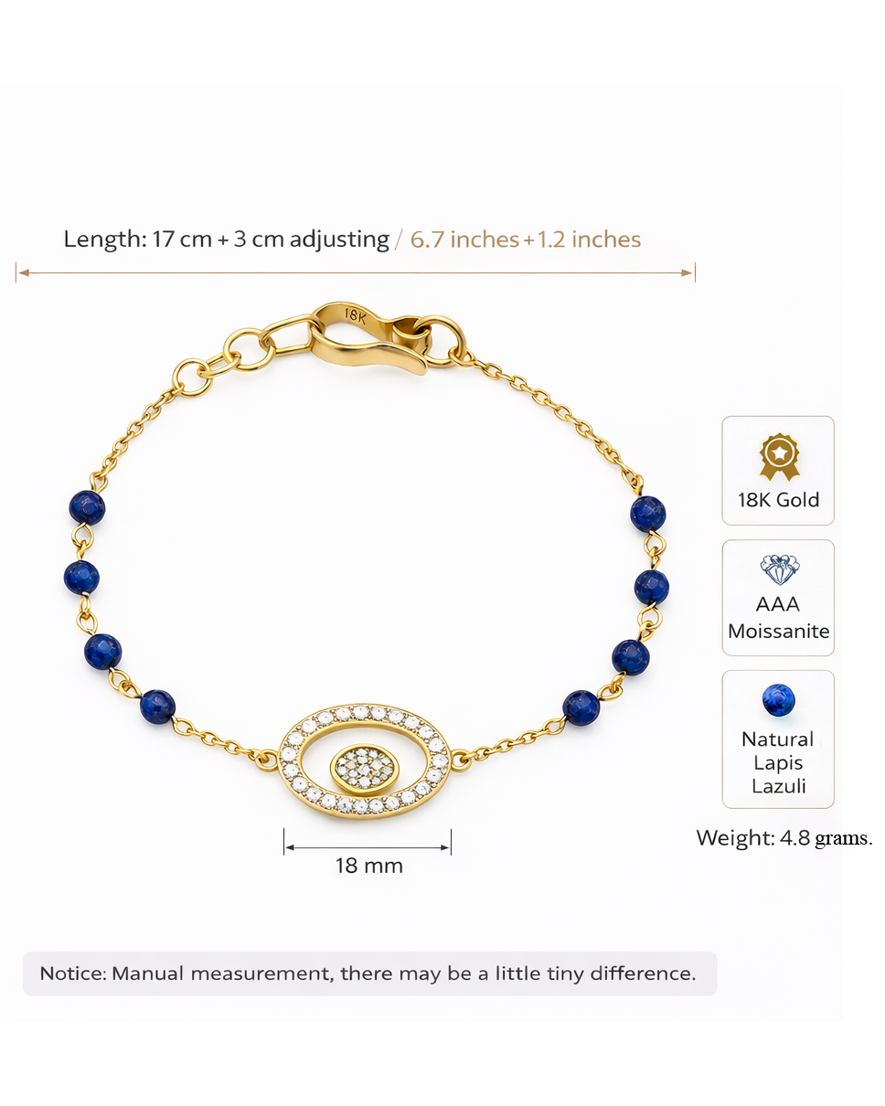 18K GOLD &amp; NATURAL LAPIS LAZULI | AETERNA BRACELET
