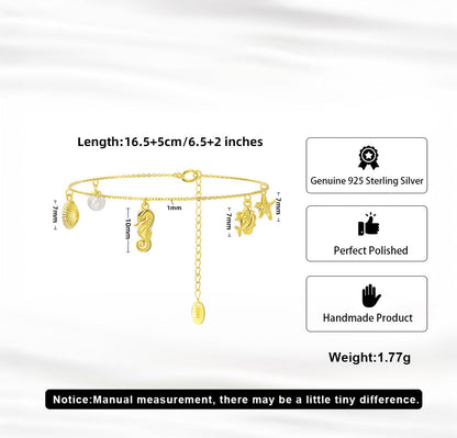 14K Gold Plated 925 Sterling Silver &amp; Pearl BRACELET | MOMENTS SEA CHARM