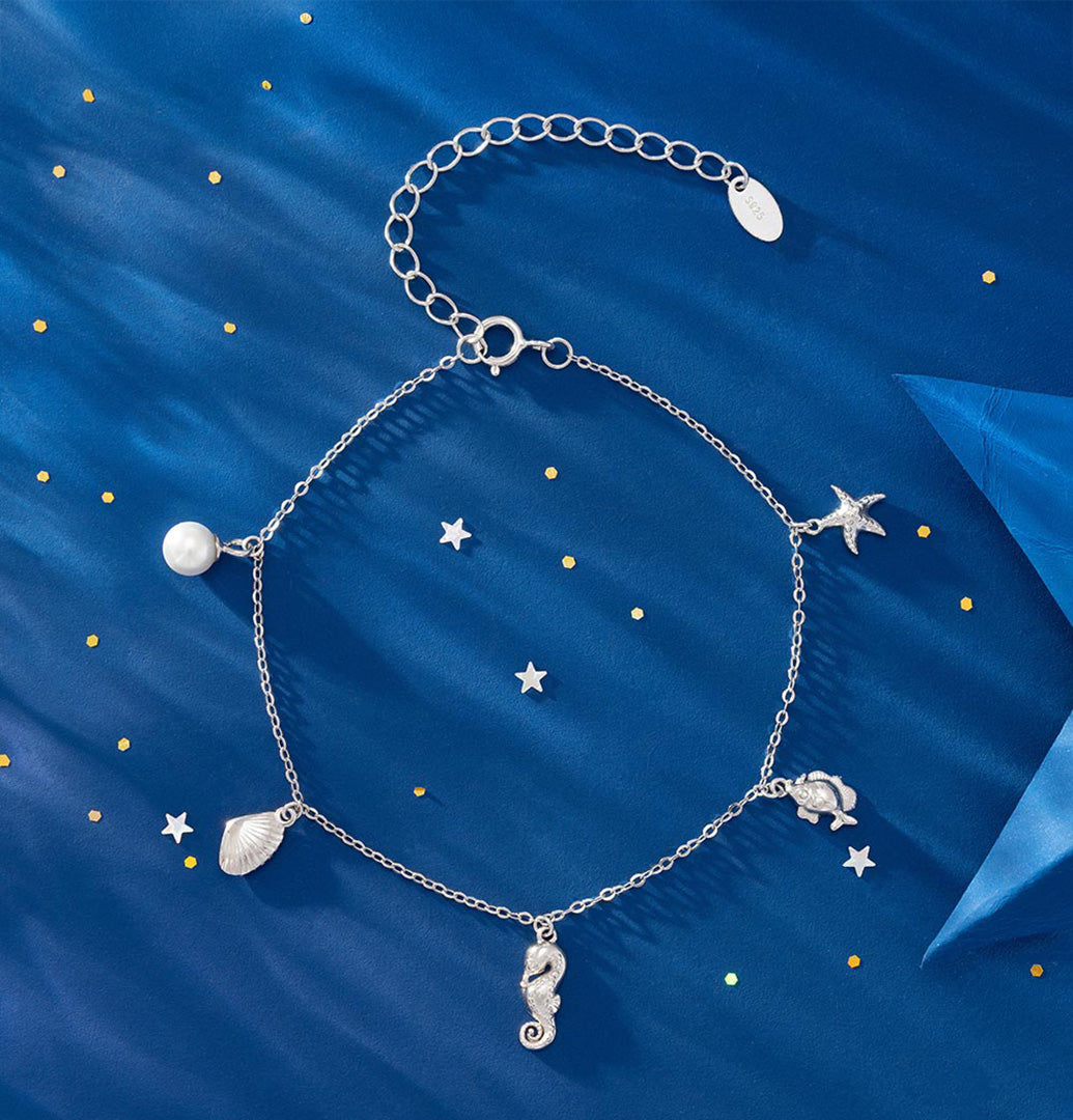 925 Sterling Silver &amp; Pearl BRACELET | MOMENTS SEA CHARM