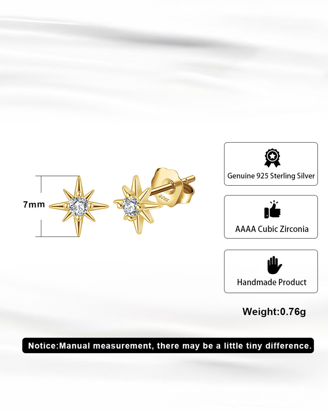 14K GOLD PLATED 925 STERLING SILVER &amp; AAAA CUBIC ZIRCONIA EARRINGS |  SOL