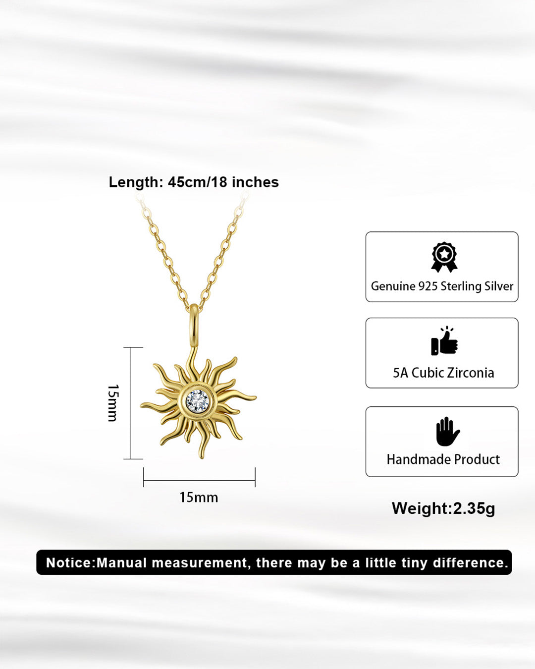 14K Gold Plated 925 Sterling Silver&amp; 5A Cubic Zirconia NECKLACE | SOLARA