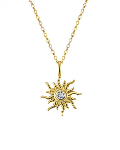 14K Gold Plated 925 Sterling Silver&amp; 5A Cubic Zirconia NECKLACE | SOLARA