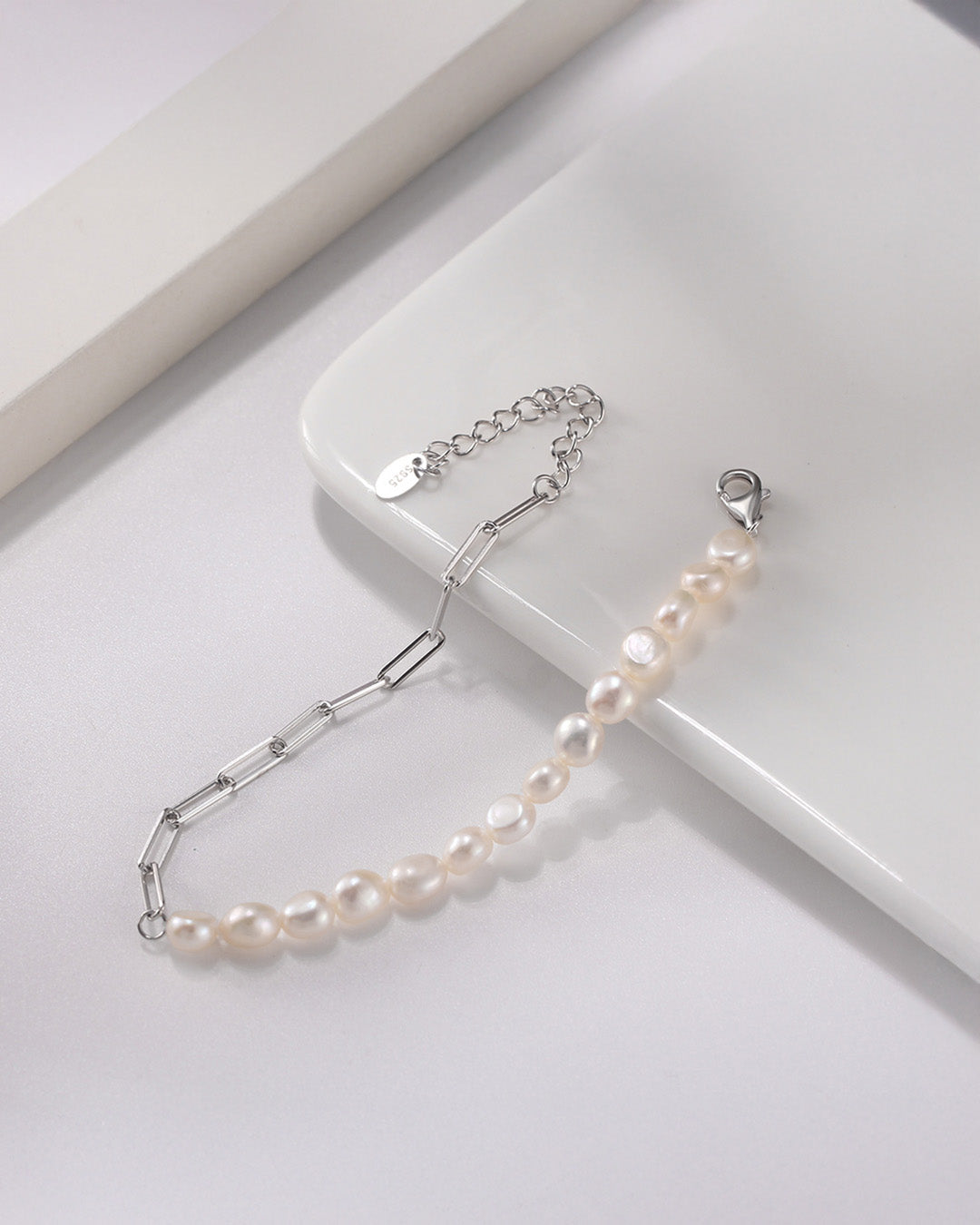 925 Sterling Silver &amp; Natural Freshwater Pearl BRACELET | ZERA