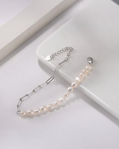925 Sterling Silver &amp; Natural Freshwater Pearl BRACELET | ZERA