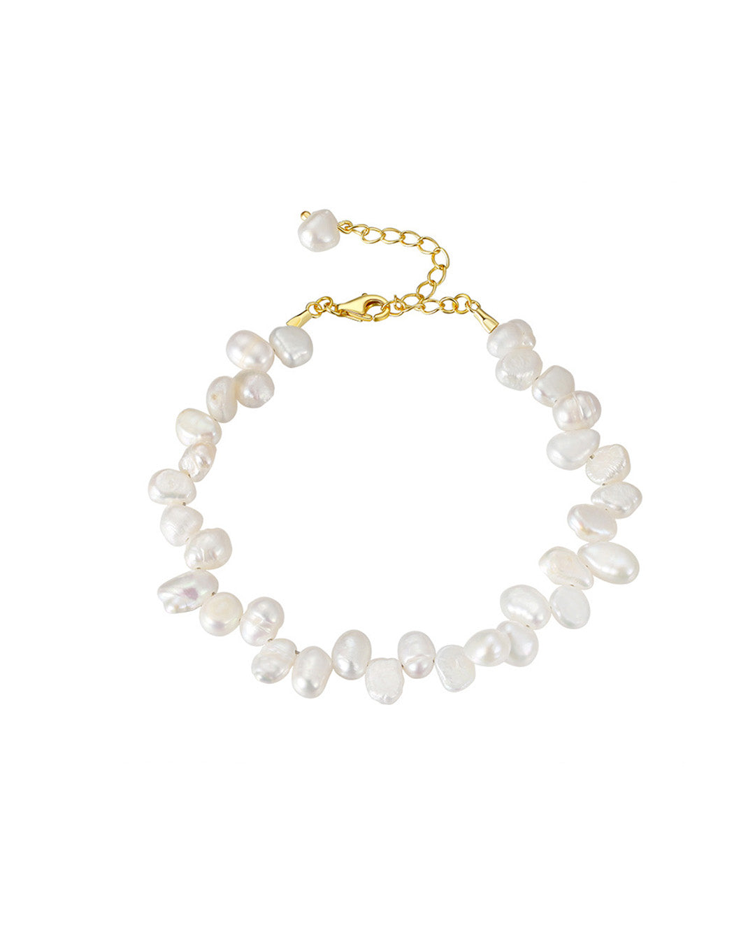 14K Gold Plated 925 Sterling Silver &amp; Natural Shape Freshwater Pearl BRACELET | ETERA