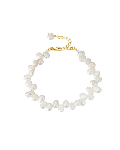 14K Gold Plated 925 Sterling Silver &amp; Natural Shape Freshwater Pearl BRACELET | ETERA