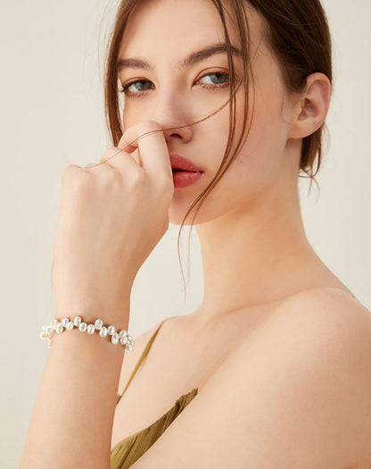 14K Gold Plated 925 Sterling Silver &amp; Natural Shape Freshwater Pearl BRACELET | ETERA