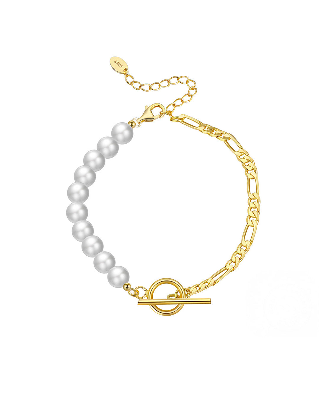14K Gold Plated 925 Sterling Silver &amp; Natural Freshwater Pearl BRACELET | ELON