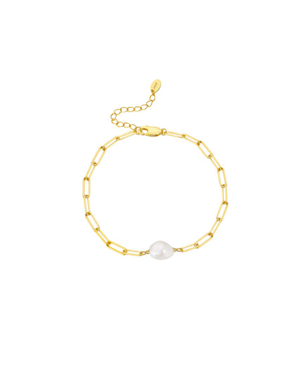 14K Gold Plated 925 Sterling Silver &amp; Natural Freshwater Pearl BRACELET | ORIN