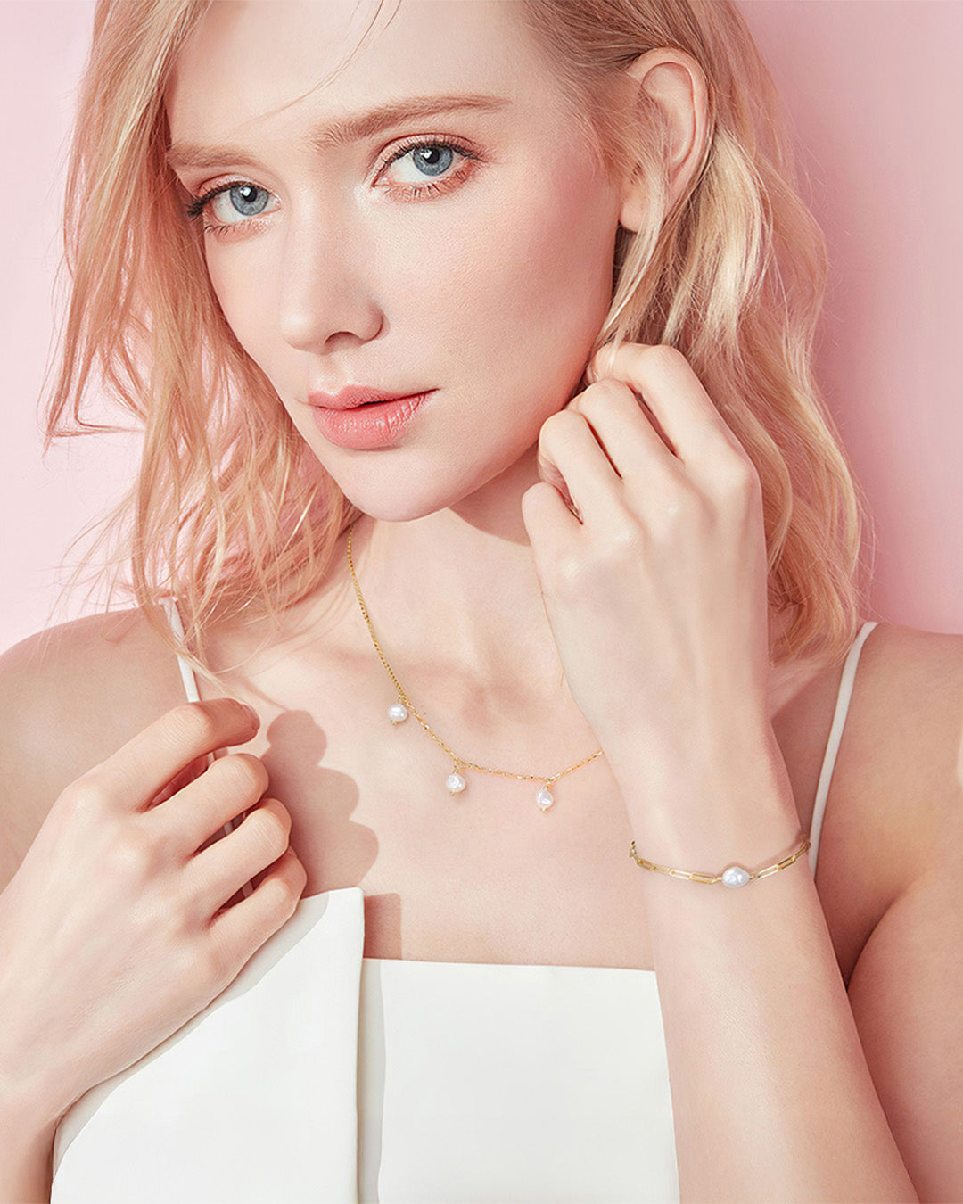 14K Gold Plated 925 Sterling Silver &amp; Natural Freshwater Pearl BRACELET | ORIN
