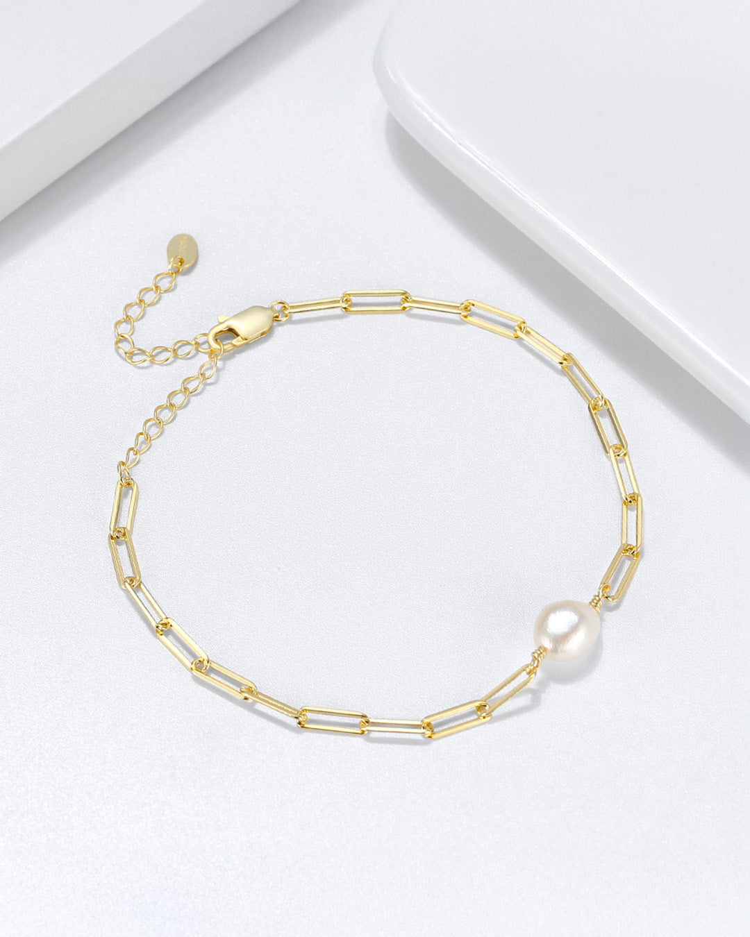 14K Gold Plated 925 Sterling Silver &amp; Natural Freshwater Pearl BRACELET | ORIN
