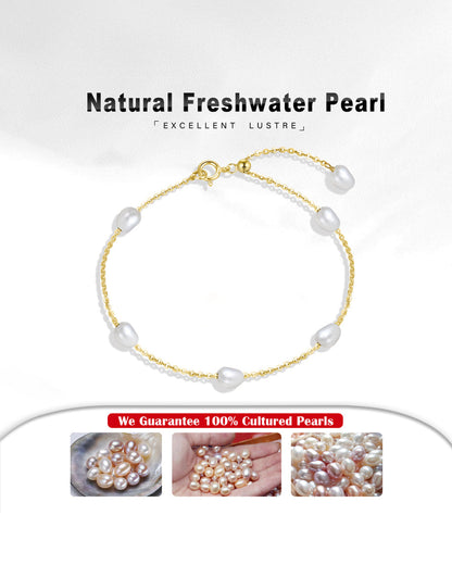 14K Gold Plated 925 Sterling Silver &amp; Pearl BRACELET &amp; Natural Freshwater Pearl BRACELET | NOÉ